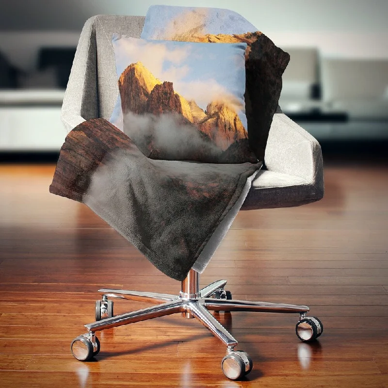Recycled polyester blankets for an eco - conscious optionAlpaca wool blankets for a hypoallergenic and warm optionDesignart 'Foggy Hills in Zion National Park' Landscape Fleece Throw Blanket Recycled polyester blankets for an eco - conscious optionAlpaca wool blankets for a hypoallergenic and warm optionDesignart 'Foggy Hills in Zion National Park' Landscape Fleece Throw Blanket