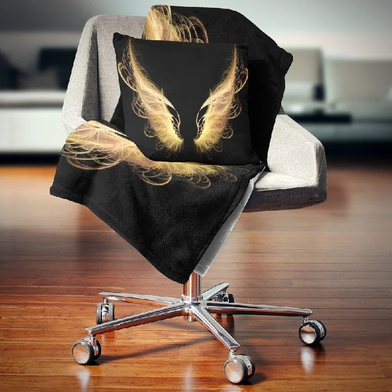Silk blankets with a smooth and elegant touchCotton blankets for breathability and a lightweight feelDesignart 'Golden Angel Wings on Black' Abstract Throw Blanket Silk blankets with a smooth and elegant touchCotton blankets for breathability and a lightweight feelDesignart 'Golden Angel Wings on Black' Abstract Throw Blanket