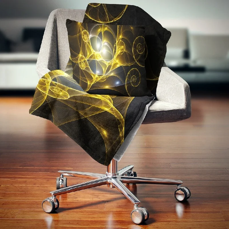 Rayon from bamboo blankets for a silky and breathable feelMicrofiber blankets that are durable and easy to care forDesignart 'Golden Curly Spiral on Black' Abstract Throw Blanket