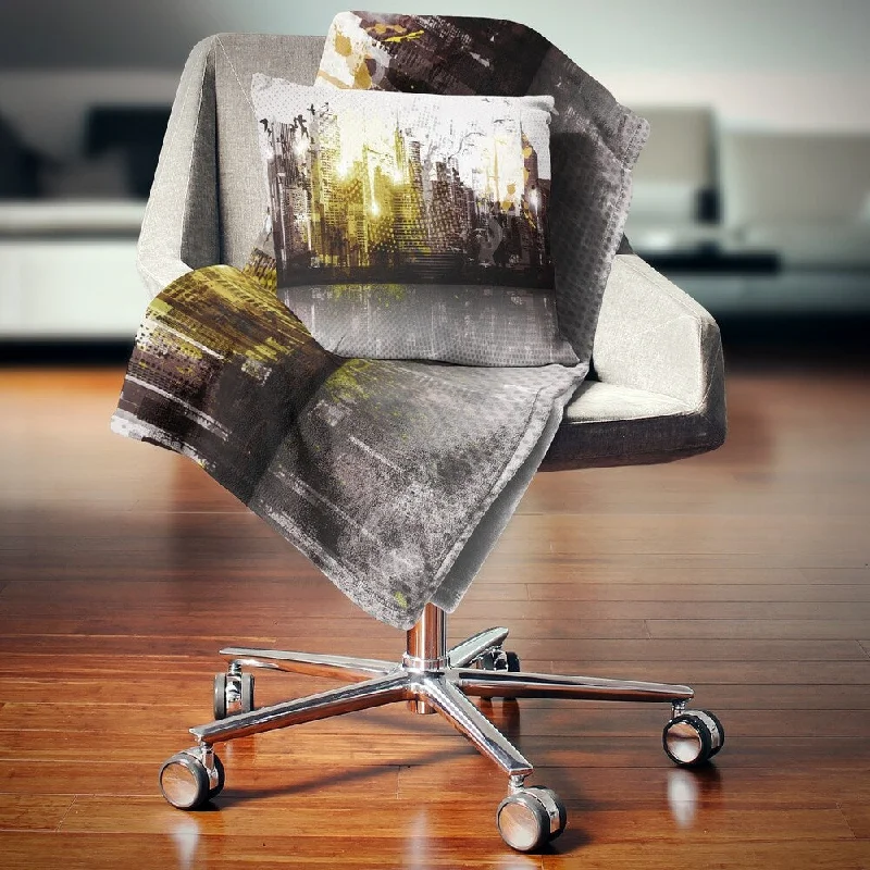 Queen - size blankets for standard - sized bedsKing - size blankets to cover large beds comfortablyDesignart 'Grunge City Panorama' Cityscape Throw Blanket Queen - size blankets for standard - sized bedsKing - size blankets to cover large beds comfortablyDesignart 'Grunge City Panorama' Cityscape Throw Blanket