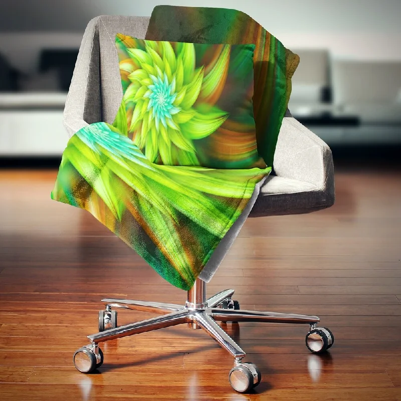 Mohair blankets with a unique sheen and softnessRayon from bamboo blankets for a silky and breathable feelDesignart 'Huge Clear Green Fractal Flower' Floral Throw Blanket Mohair blankets with a unique sheen and softnessRayon from bamboo blankets for a silky and breathable feelDesignart 'Huge Clear Green Fractal Flower' Floral Throw Blanket