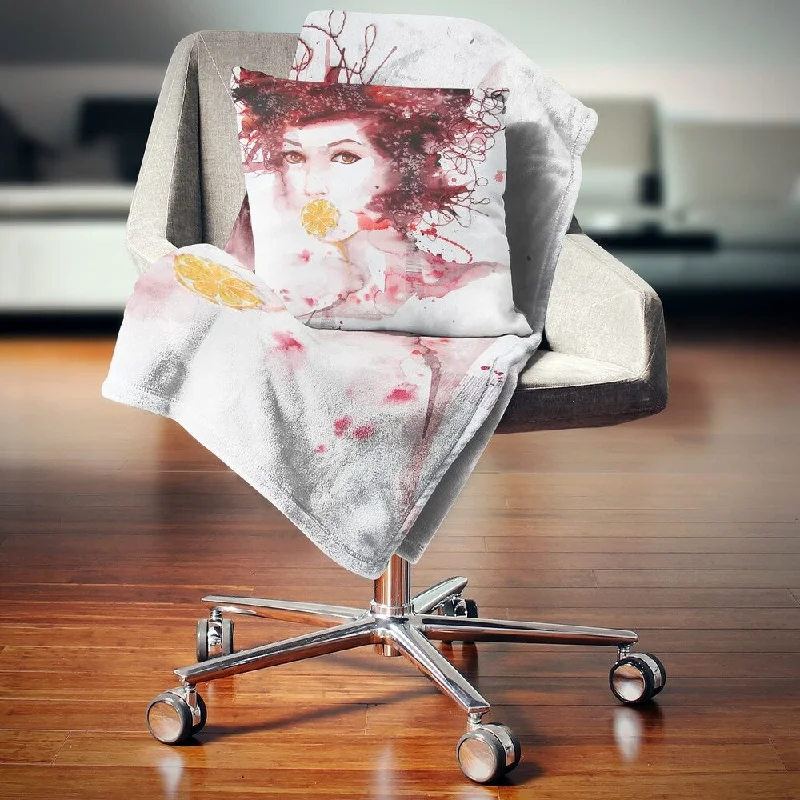 Queen - size blankets for standard - sized bedsFleece blankets for a cozy and plush textureDesignart 'Illustrated Girl with Red Hair' Abstract Portrait Throw Blanket Queen - size blankets for standard - sized bedsFleece blankets for a cozy and plush textureDesignart 'Illustrated Girl with Red Hair' Abstract Portrait Throw Blanket