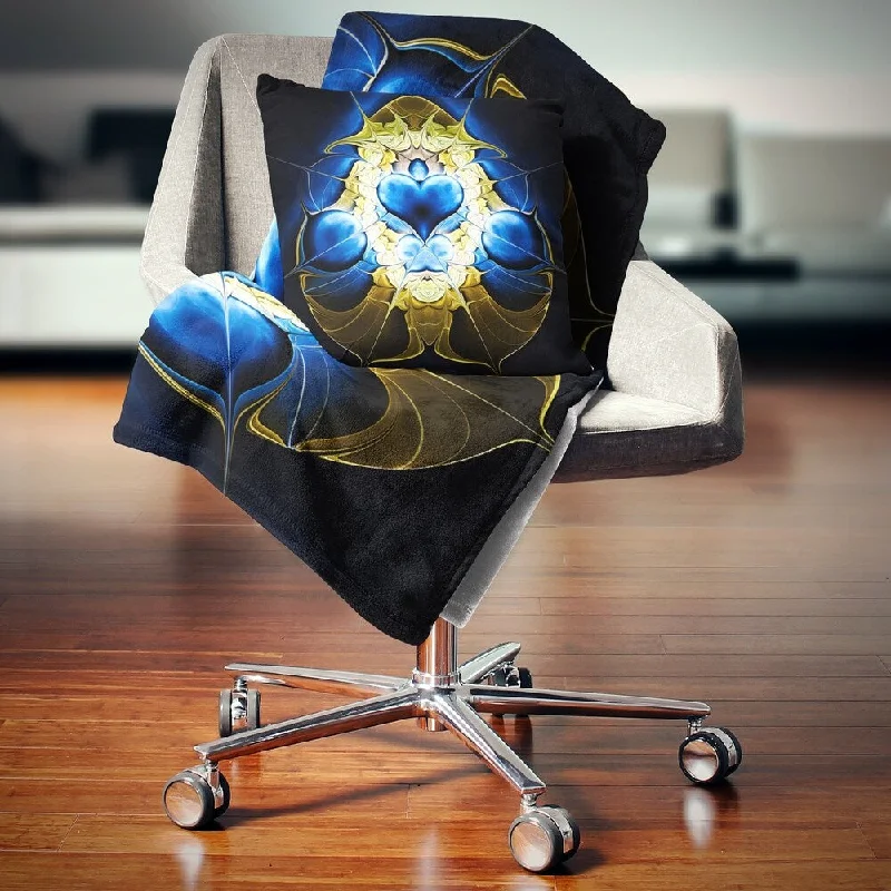 King - size blankets to cover large beds comfortablyQueen - size blankets for standard - sized bedsDesignart 'Large Blue Gold Symmetrical Fractal Heart' Abstract Throw Blanket King - size blankets to cover large beds comfortablyQueen - size blankets for standard - sized bedsDesignart 'Large Blue Gold Symmetrical Fractal Heart' Abstract Throw Blanket
