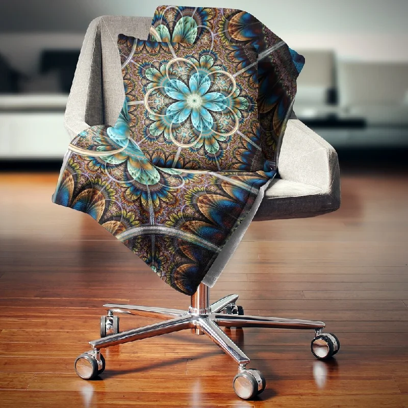 Acrylic blankets for a soft and affordable alternativeRecycled polyester blankets for an eco - conscious optionDesignart 'Large Brown Blue Fractal Flower' Floral Throw Blanket Acrylic blankets for a soft and affordable alternativeRecycled polyester blankets for an eco - conscious optionDesignart 'Large Brown Blue Fractal Flower' Floral Throw Blanket
