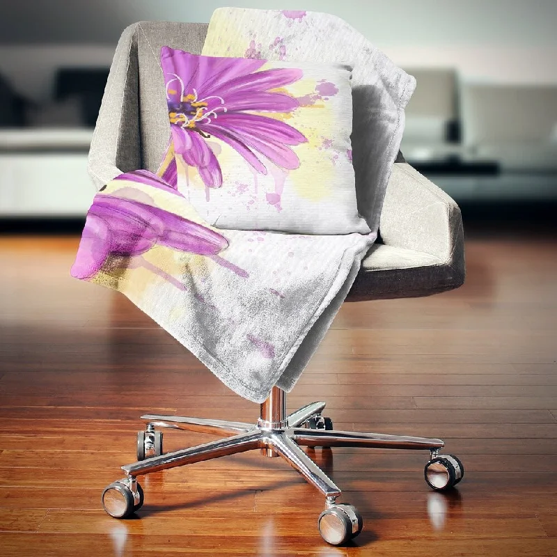Silk blankets with a smooth and elegant touchQueen - size blankets for standard - sized bedsDesignart 'Lovely Purple Flower Watercolor' Floral Throw Blanket Silk blankets with a smooth and elegant touchQueen - size blankets for standard - sized bedsDesignart 'Lovely Purple Flower Watercolor' Floral Throw Blanket