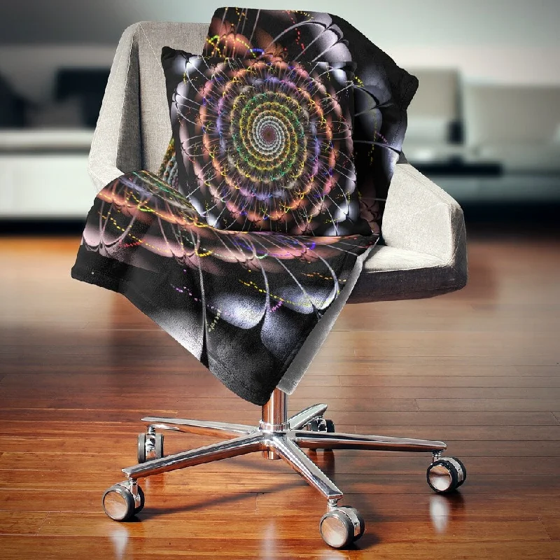 Recycled polyester blankets for an eco - conscious optionCotton blankets for breathability and a lightweight feelDesignart 'Multicolor Abstract Spiral Flower' Abstract Throw Blanket
