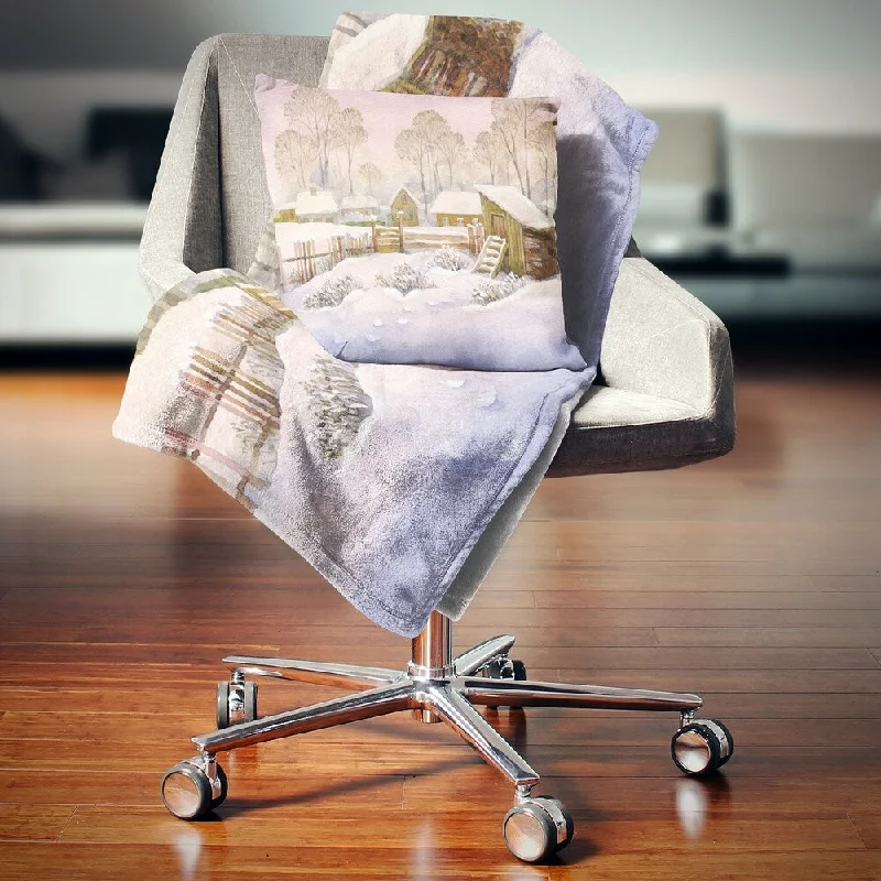 Bamboo fiber blankets with natural antibacterial propertiesSilk blankets with a smooth and elegant touchDesignart 'Old Winter Village' Landscape Watercolor Throw Blanket Bamboo fiber blankets with natural antibacterial propertiesSilk blankets with a smooth and elegant touchDesignart 'Old Winter Village' Landscape Watercolor Throw Blanket