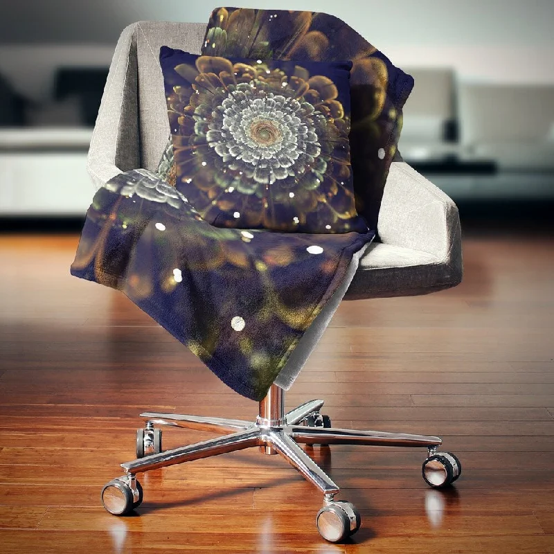 Synthetic fiber blend blankets for a budget - friendly choiceChenille blankets with a thick and fuzzy textureDesignart 'Perfect Fractal Flower in Orange and Silver' Floral Throw Blanket
