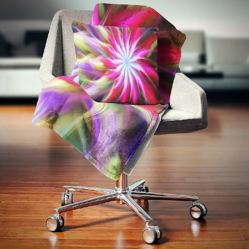 Mohair blankets with a unique sheen and softnessSilk blankets with a smooth and elegant touchDesignart 'Pink Flower Dance Bright Spiral' Floral Throw Blanket Mohair blankets with a unique sheen and softnessSilk blankets with a smooth and elegant touchDesignart 'Pink Flower Dance Bright Spiral' Floral Throw Blanket