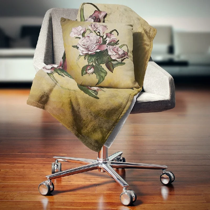 Synthetic fiber blend blankets for a budget - friendly choiceCotton blankets for breathability and a lightweight feelDesignart 'Pink Rose with Leaves Watercolor' Floral Throw Blanket Synthetic fiber blend blankets for a budget - friendly choiceCotton blankets for breathability and a lightweight feelDesignart 'Pink Rose with Leaves Watercolor' Floral Throw Blanket