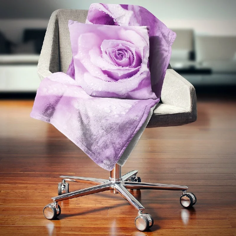 Synthetic fiber blend blankets for a budget - friendly choiceRayon from bamboo blankets for a silky and breathable feelDesignart 'Purple Wet Rose Background' Flowers Throw Blanketwork Synthetic fiber blend blankets for a budget - friendly choiceRayon from bamboo blankets for a silky and breathable feelDesignart 'Purple Wet Rose Background' Flowers Throw Blanketwork