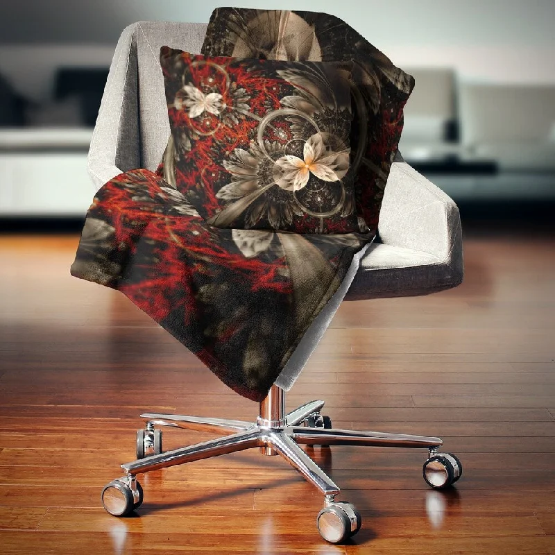 Recycled polyester blankets for an eco - conscious optionChenille blankets with a thick and fuzzy textureDesignart 'Red and Orange Fractal Flower Pattern' Floral Throw Blanket Recycled polyester blankets for an eco - conscious optionChenille blankets with a thick and fuzzy textureDesignart 'Red and Orange Fractal Flower Pattern' Floral Throw Blanket