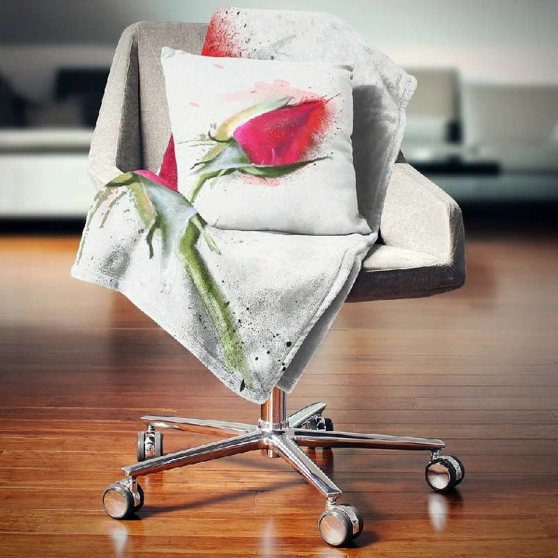 Cotton blankets for breathability and a lightweight feelKing - size blankets to cover large beds comfortablyDesignart 'Red Rose Bud Watercolor Sketch' Flowers Throw Blanketwork Cotton blankets for breathability and a lightweight feelKing - size blankets to cover large beds comfortablyDesignart 'Red Rose Bud Watercolor Sketch' Flowers Throw Blanketwork