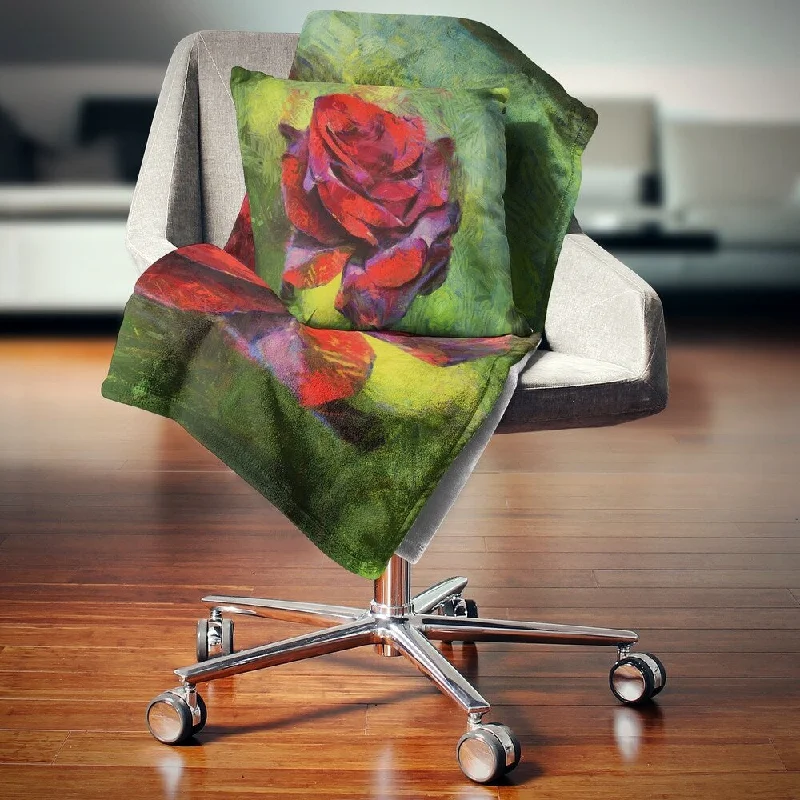 King - size blankets to cover large beds comfortablyFleece blankets for a cozy and plush textureDesignart 'Red Rose Illustration on Green' Floral Throw Blanket King - size blankets to cover large beds comfortablyFleece blankets for a cozy and plush textureDesignart 'Red Rose Illustration on Green' Floral Throw Blanket