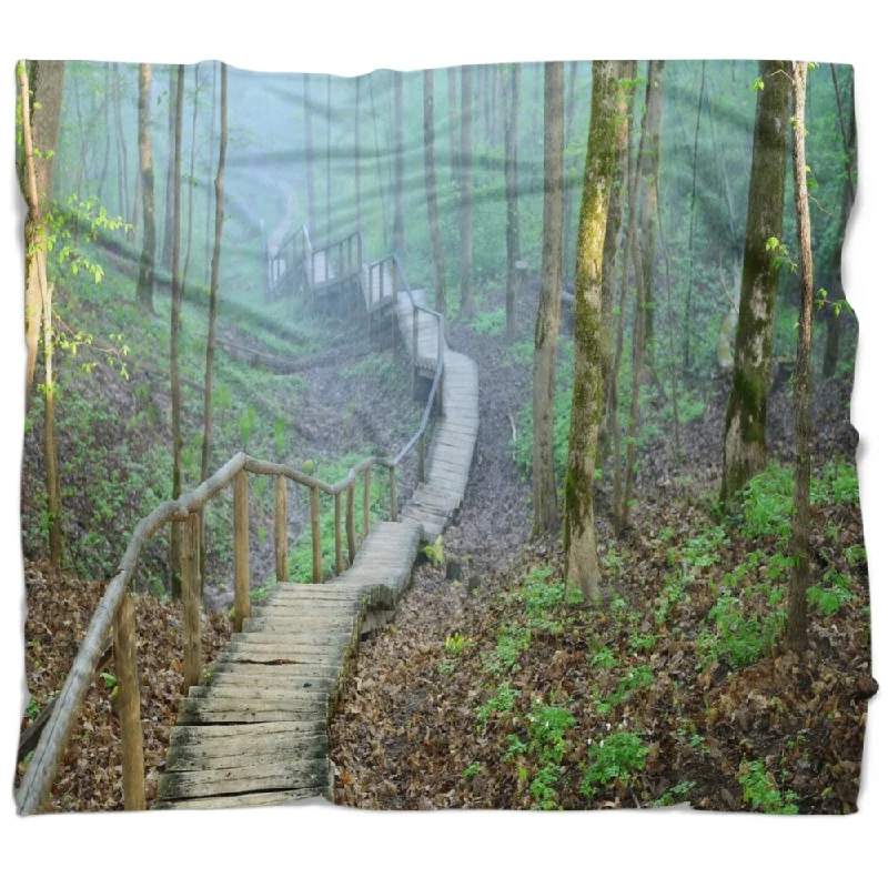 Mohair blankets with a unique sheen and softnessQueen - size blankets for standard - sized bedsDesignart 'Stairway Leading to Foggy Forest' Landscape Photography Throw Blanket Mohair blankets with a unique sheen and softnessQueen - size blankets for standard - sized bedsDesignart 'Stairway Leading to Foggy Forest' Landscape Photography Throw Blanket