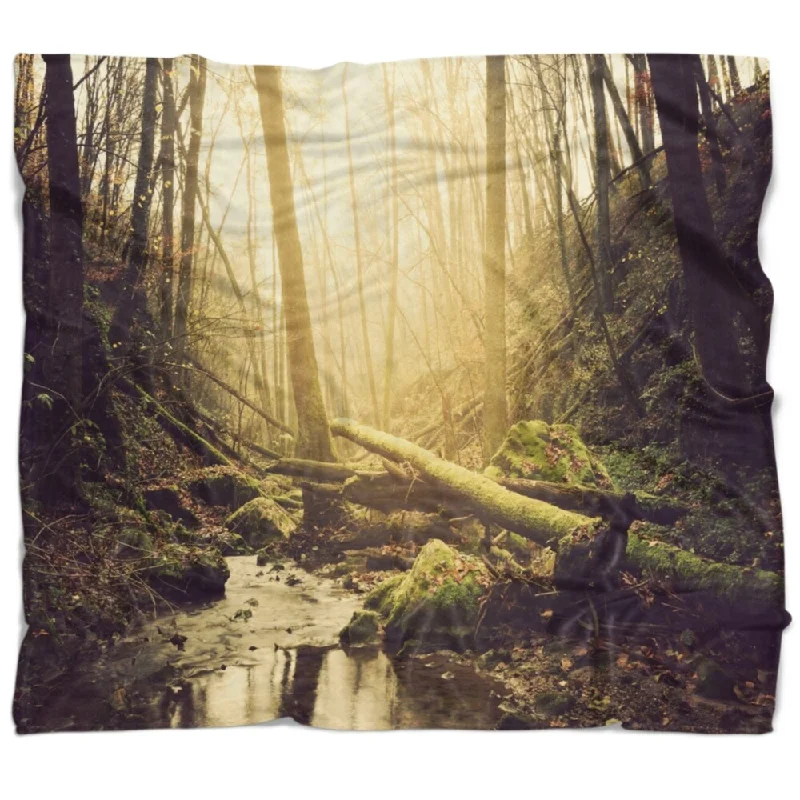 Linen blankets with a rustic and textured lookFleece blankets for a cozy and plush textureDesignart 'Stream in the Dark Wild Forest' Forest Throw Blanket Linen blankets with a rustic and textured lookFleece blankets for a cozy and plush textureDesignart 'Stream in the Dark Wild Forest' Forest Throw Blanket