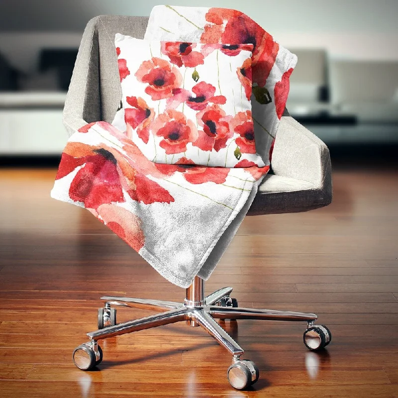 Recycled polyester blankets for an eco - conscious optionAlpaca wool blankets for a hypoallergenic and warm optionDesignart 'Stylized Poppy Flowers Illustration' Floral Throw Blanket Recycled polyester blankets for an eco - conscious optionAlpaca wool blankets for a hypoallergenic and warm optionDesignart 'Stylized Poppy Flowers Illustration' Floral Throw Blanket