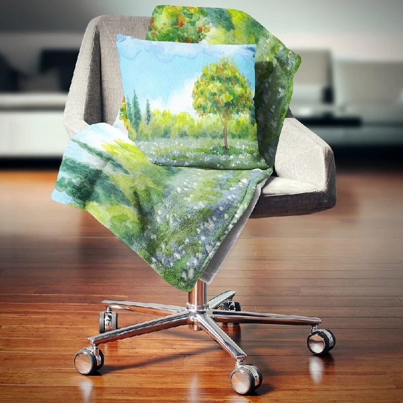 Rayon from bamboo blankets for a silky and breathable feelAlpaca wool blankets for a hypoallergenic and warm optionDesignart 'Tree in Spring' Watercolor Painting Landscape Fleece Throw Blanket Rayon from bamboo blankets for a silky and breathable feelAlpaca wool blankets for a hypoallergenic and warm optionDesignart 'Tree in Spring' Watercolor Painting Landscape Fleece Throw Blanket