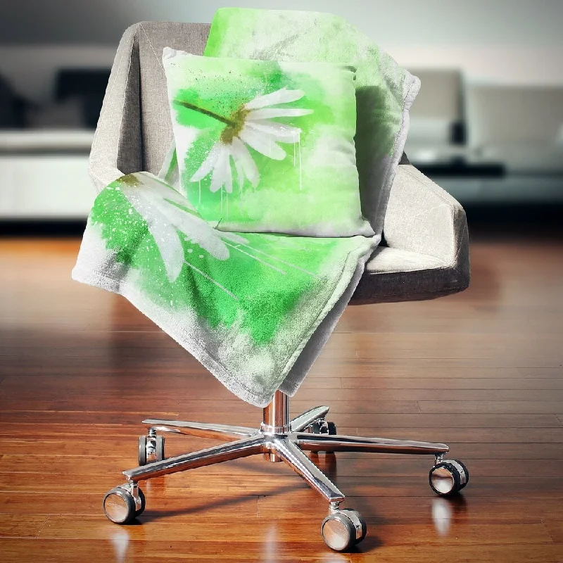 Mohair blankets with a unique sheen and softnessAlpaca wool blankets for a hypoallergenic and warm optionDesignart 'White Chamomile with Green Splashes' Floral Throw Blanket Mohair blankets with a unique sheen and softnessAlpaca wool blankets for a hypoallergenic and warm optionDesignart 'White Chamomile with Green Splashes' Floral Throw Blanket