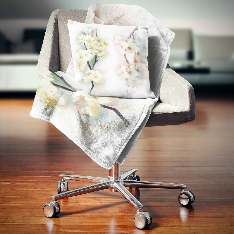 Rayon from bamboo blankets for a silky and breathable feelChenille blankets with a thick and fuzzy textureDesignart 'White Flower Bouquet Illustration' Floral Throw Blanket