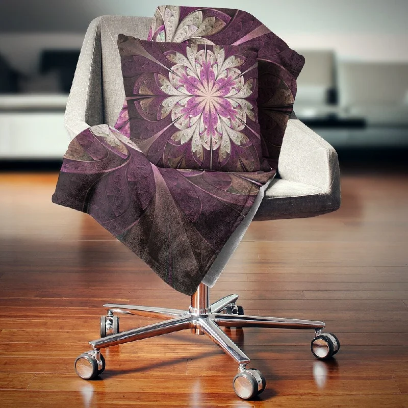 Rayon from bamboo blankets for a silky and breathable feelChenille blankets with a thick and fuzzy textureDesignart 'White Purple Rounded Fractal Flower' Floral Throw Blanket Rayon from bamboo blankets for a silky and breathable feelChenille blankets with a thick and fuzzy textureDesignart 'White Purple Rounded Fractal Flower' Floral Throw Blanket