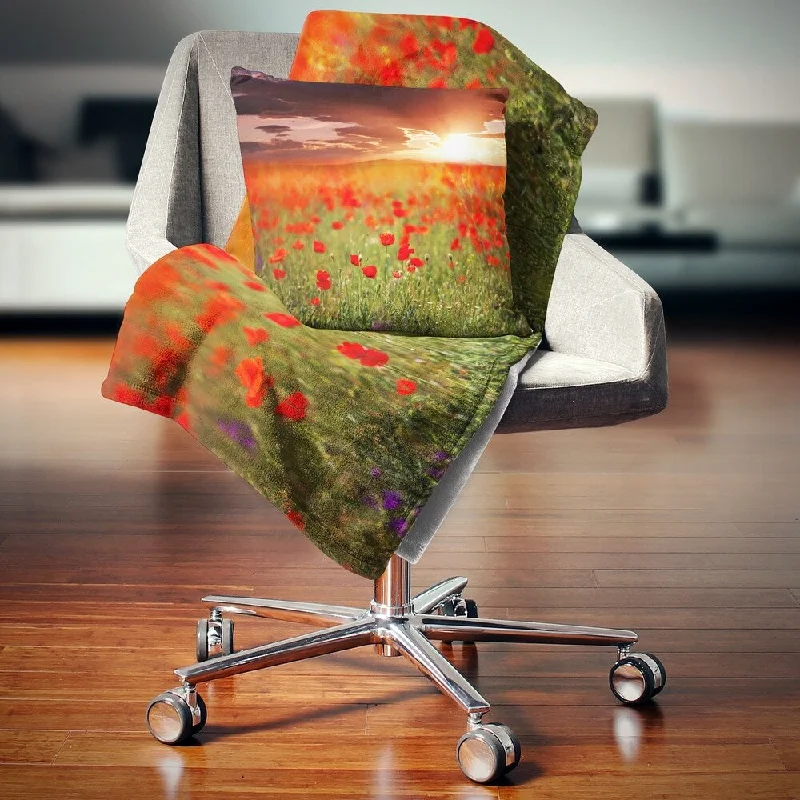 Synthetic fiber blend blankets for a budget - friendly choiceMohair blankets with a unique sheen and softnessDesignart 'Wild Poppy Flowers At Cloudy Sunset' Flower Throw Blanket Synthetic fiber blend blankets for a budget - friendly choiceMohair blankets with a unique sheen and softnessDesignart 'Wild Poppy Flowers At Cloudy Sunset' Flower Throw Blanket