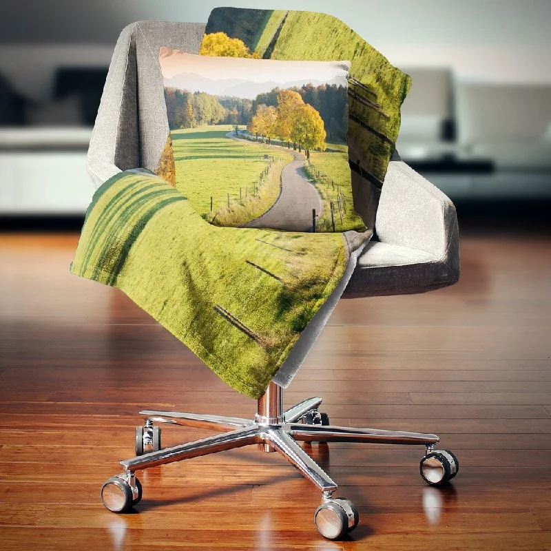 Alpaca wool blankets for a hypoallergenic and warm optionAcrylic blankets for a soft and affordable alternativeDesignart 'Winding Country Road in the Fall' Landscape Fleece Throw Blanket Alpaca wool blankets for a hypoallergenic and warm optionAcrylic blankets for a soft and affordable alternativeDesignart 'Winding Country Road in the Fall' Landscape Fleece Throw Blanket