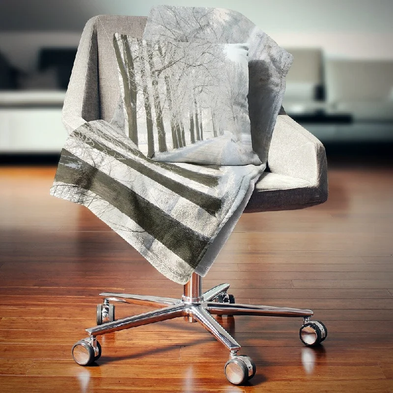 Chenille blankets with a thick and fuzzy textureFleece blankets for a cozy and plush textureDesignart 'Winter Rural Road at Sunrise' Forest Throw Blanket Chenille blankets with a thick and fuzzy textureFleece blankets for a cozy and plush textureDesignart 'Winter Rural Road at Sunrise' Forest Throw Blanket