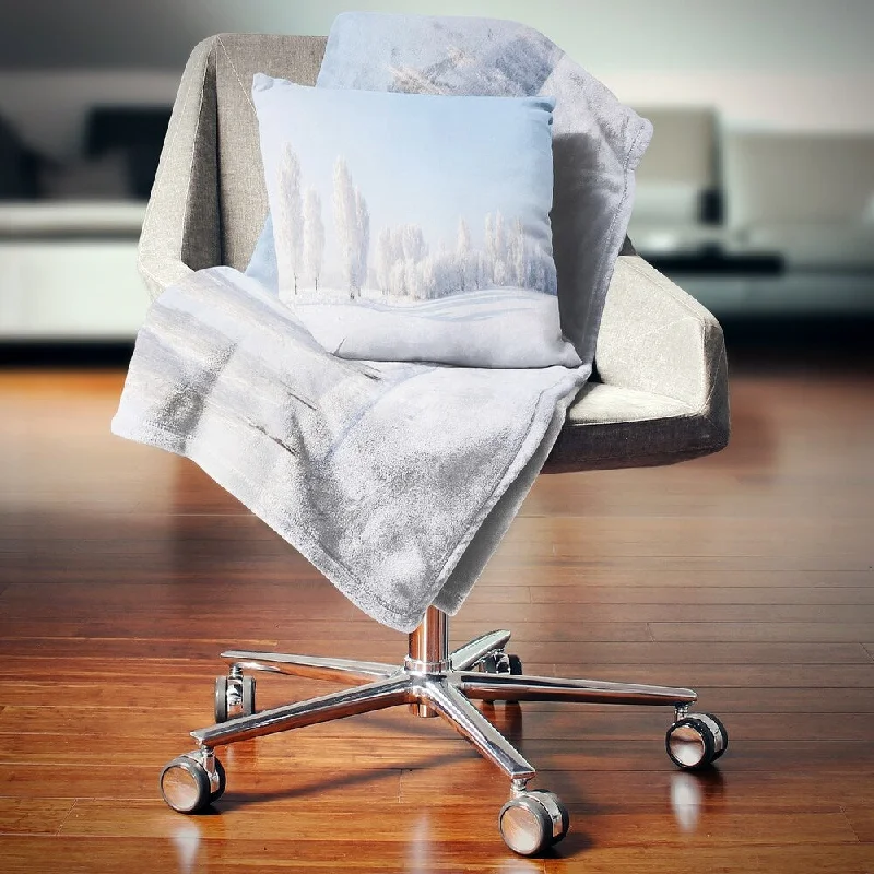 Rayon from bamboo blankets for a silky and breathable feelRecycled polyester blankets for an eco - conscious optionDesignart 'Winter Trees Covered with Frost' Landscape Photography Throw Blanket Rayon from bamboo blankets for a silky and breathable feelRecycled polyester blankets for an eco - conscious optionDesignart 'Winter Trees Covered with Frost' Landscape Photography Throw Blanket