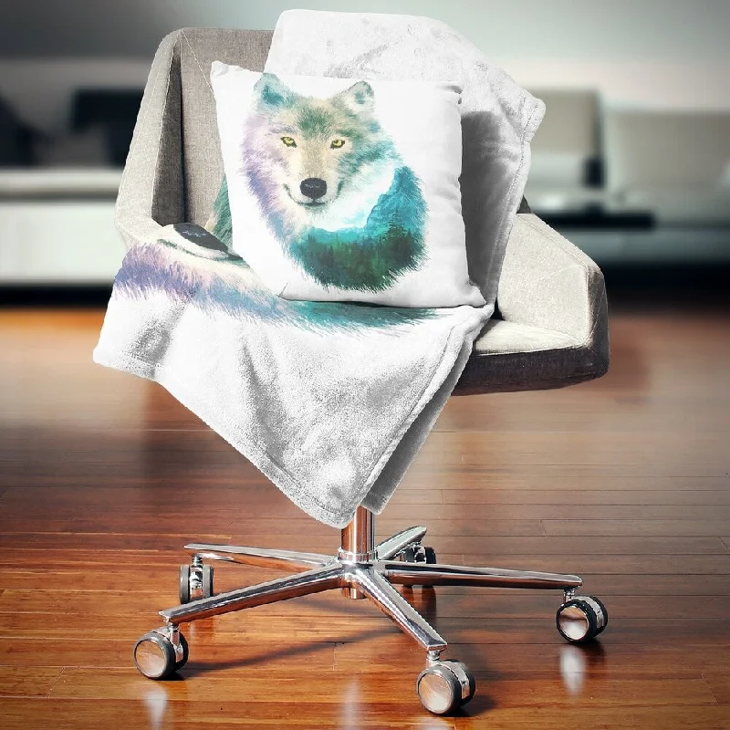 Mohair blankets with a unique sheen and softnessFleece blankets for a cozy and plush textureDesignart 'Wolf Head Double Exposure Drawing' Animal Throw Blanket Mohair blankets with a unique sheen and softnessFleece blankets for a cozy and plush textureDesignart 'Wolf Head Double Exposure Drawing' Animal Throw Blanket