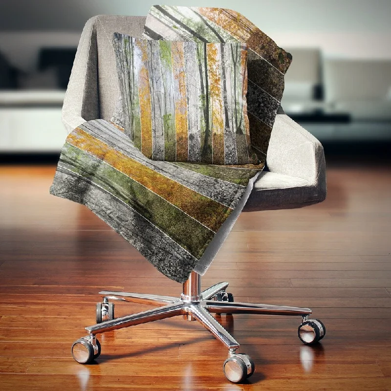 Recycled polyester blankets for an eco - conscious optionAcrylic blankets for a soft and affordable alternativeDesignart 'Wood Panorama Changing Seasons' Landscape Fleece Throw Blanket Recycled polyester blankets for an eco - conscious optionAcrylic blankets for a soft and affordable alternativeDesignart 'Wood Panorama Changing Seasons' Landscape Fleece Throw Blanket