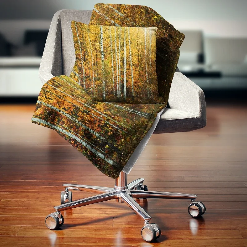 Rayon from bamboo blankets for a silky and breathable feelChenille blankets with a thick and fuzzy textureDesignart 'Yellow Colorful Autumn Forest' Forest Throw Blanket Rayon from bamboo blankets for a silky and breathable feelChenille blankets with a thick and fuzzy textureDesignart 'Yellow Colorful Autumn Forest' Forest Throw Blanket
