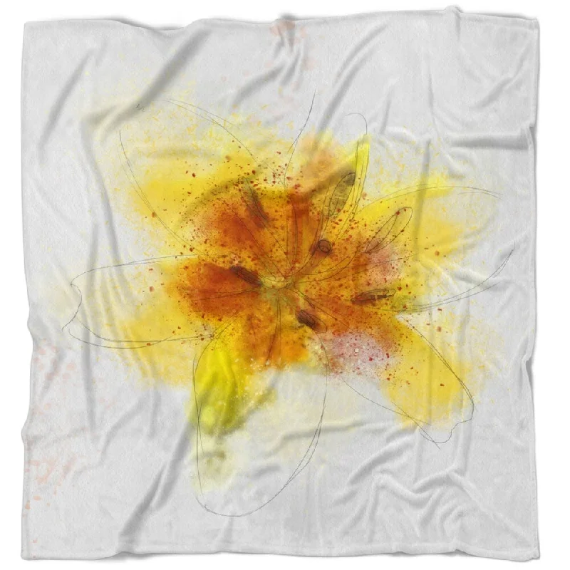 Queen - size blankets for standard - sized bedsAlpaca wool blankets for a hypoallergenic and warm optionDesignart 'Yellow Flower Sketch on White' Flower Throw Blanket Queen - size blankets for standard - sized bedsAlpaca wool blankets for a hypoallergenic and warm optionDesignart 'Yellow Flower Sketch on White' Flower Throw Blanket