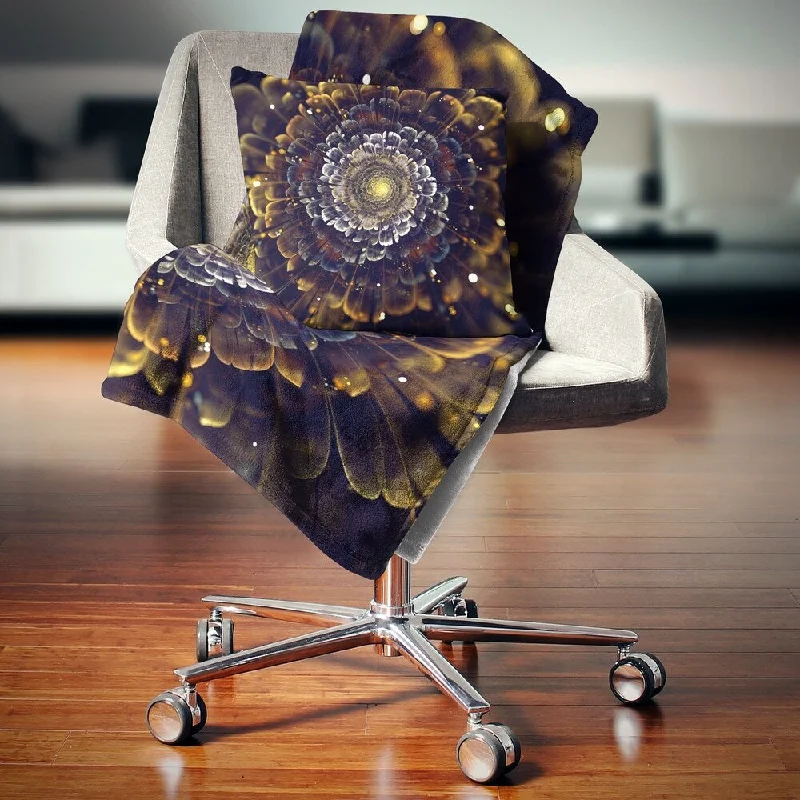 Mohair blankets with a unique sheen and softnessSilk blankets with a smooth and elegant touchDesignart 'Yellow Fractal Flowers with Violet' Abstract Throw Blanket Mohair blankets with a unique sheen and softnessSilk blankets with a smooth and elegant touchDesignart 'Yellow Fractal Flowers with Violet' Abstract Throw Blanket