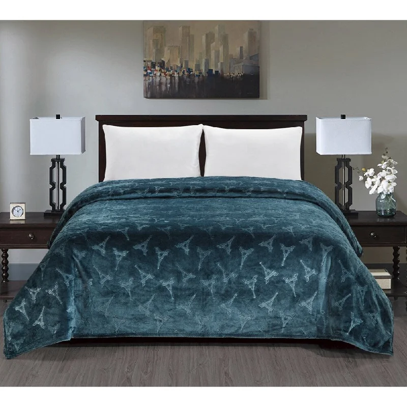 Rayon from bamboo blankets for a silky and breathable feelQueen - size blankets for standard - sized bedsEiffel Tower King Teal Rayon from bamboo blankets for a silky and breathable feelQueen - size blankets for standard - sized bedsEiffel Tower King Teal