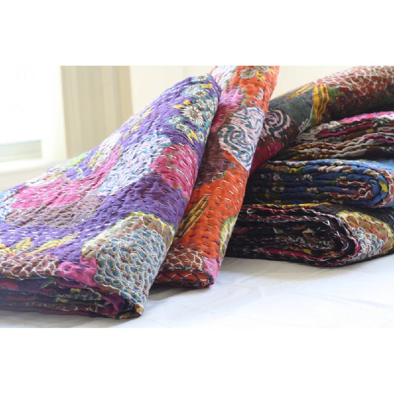 Silk blankets with a smooth and elegant touchRecycled polyester blankets for an eco - conscious optionHandmade Quilted Kantha Throw Blanket (India) Silk blankets with a smooth and elegant touchRecycled polyester blankets for an eco - conscious optionHandmade Quilted Kantha Throw Blanket (India)