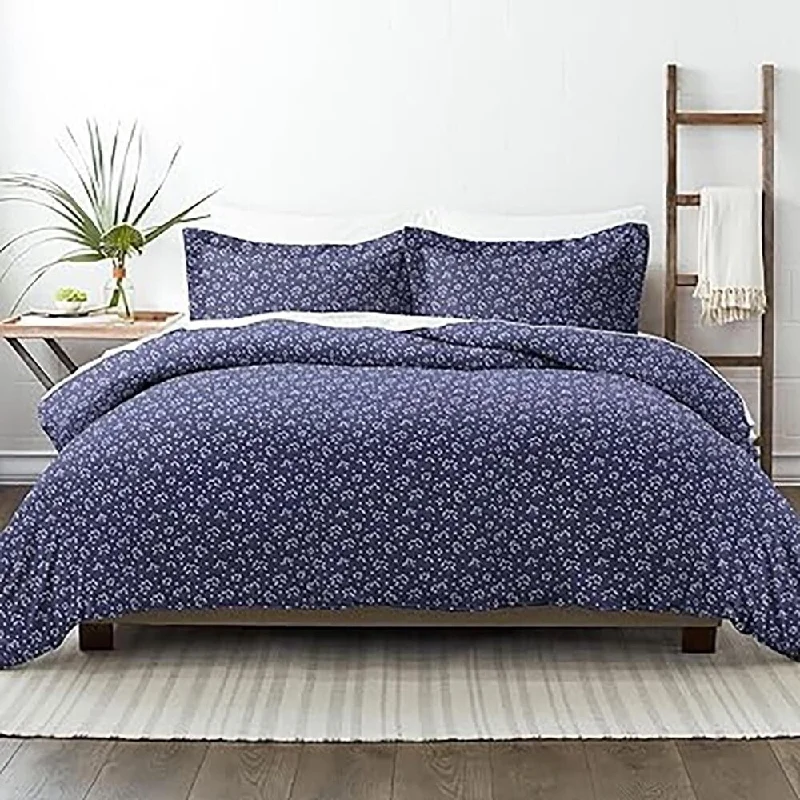 Wool blankets with natural warmth and insulationMohair blankets with a unique sheen and softnessKing/Cal King Luxury Ultra Soft Evening Blooms Duvet Cover Set Navy