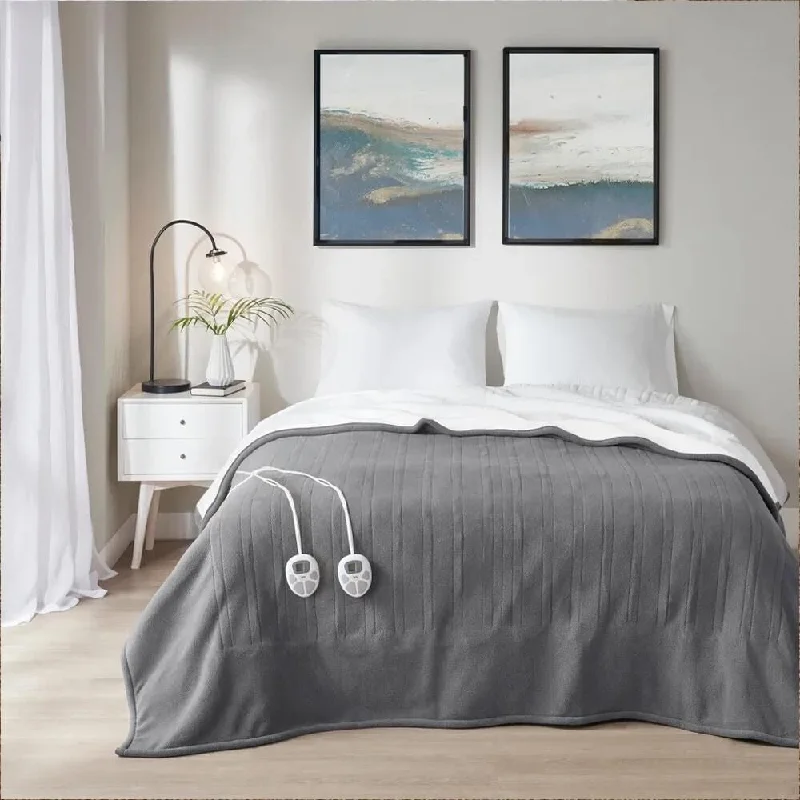 Chenille blankets with a thick and fuzzy textureLinen blankets with a rustic and textured lookKing Solid Fleece to Sherpa Heated Blanket Dark Grey Chenille blankets with a thick and fuzzy textureLinen blankets with a rustic and textured lookKing Solid Fleece to Sherpa Heated Blanket Dark Grey