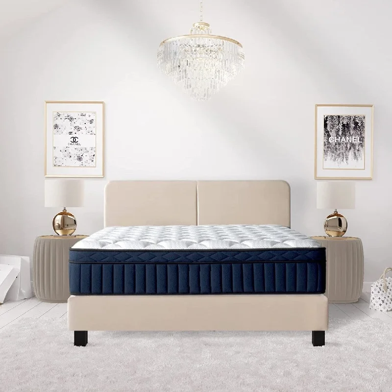 Natural latex and organic cotton blend mattressesMemory foam mattresses for pressure relief and contouringQUEEN SIZE- Tranquility 12" Medium Pillow-Top Memory Foam Edge Support Pocket Spring Premium Hybrid Mattress