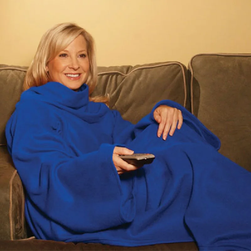 Silk blankets with a smooth and elegant touchQueen - size blankets for standard - sized bedsRoyal Blue Adult-size Snuggie