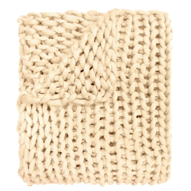 Synthetic fiber blend blankets for a budget - friendly choiceBamboo fiber blankets with natural antibacterial propertiesThrow, Chunky Knitted (Cream) Synthetic fiber blend blankets for a budget - friendly choiceBamboo fiber blankets with natural antibacterial propertiesThrow, Chunky Knitted (Cream)